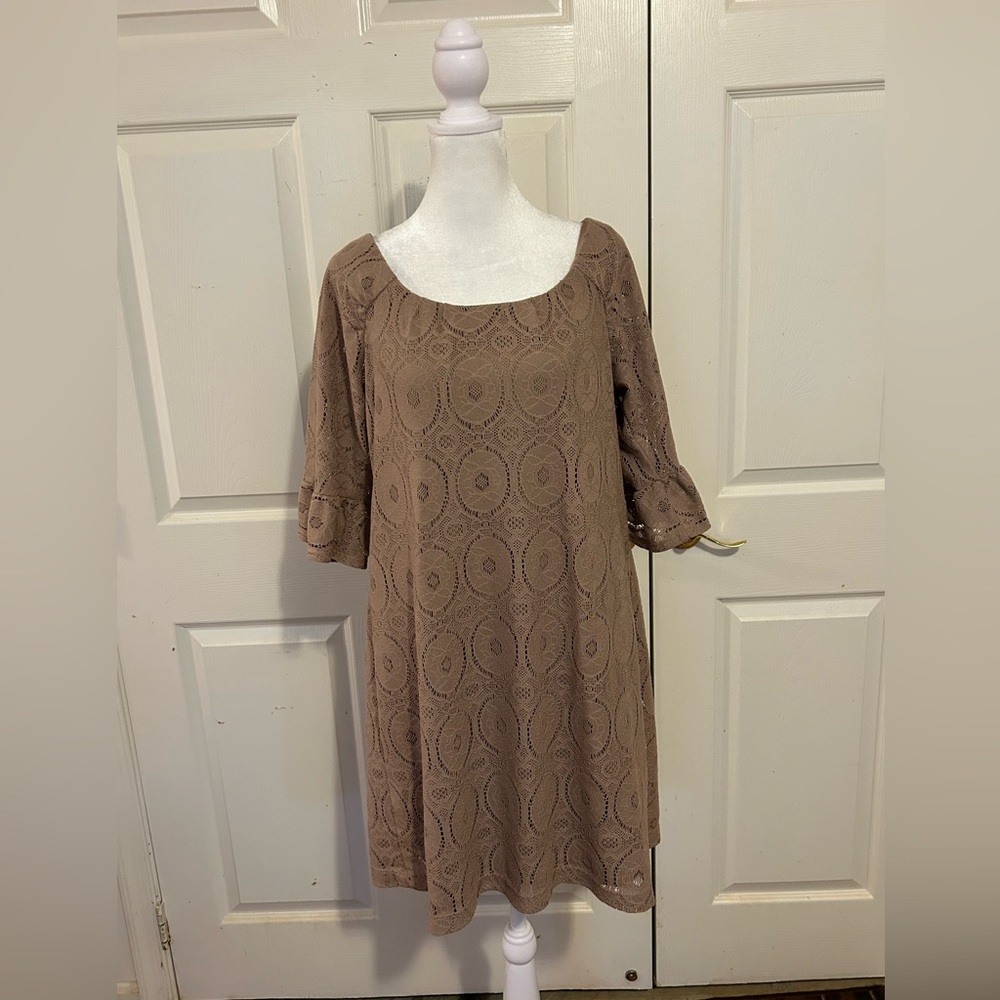 rabbit, rabbit, rabbit tan lace dress, size 10 Petite